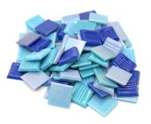 3/4 glass tile iridized blues mix - 1/2 lb.