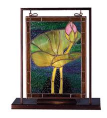 Tiffany Pond Lily Lighted Mini Tabletop Window