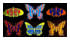 6 Large Technicolor Dichroic Butterflies - 90 Coe 1