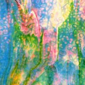 Uroboros Blue, Gold Pink & Greens On White Mottled Glass, Mottled