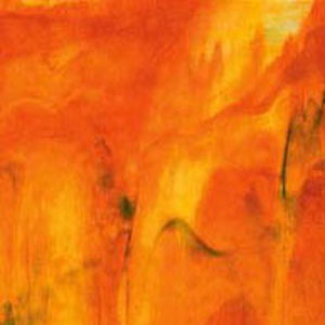 uroboros yellow, orange on white with spring & dark green