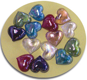 3 - D Glass Hearts, Nuggets & Gems