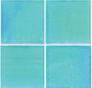 3/4 Teal Iridized Glass Tile - 1/2 Lb.