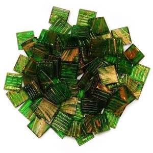 3/4 green gold streaky glass tile - 1/2 lb., 3/4