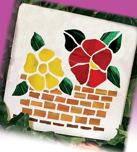 Free Flower Basket Stepping Stone Project Instructions, Mosaic Fusing & Flameworking Patterns
