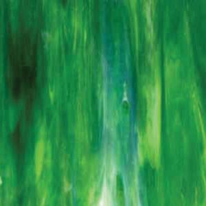 Wissmach Mystic Light Green With Dark Green & White Wispy Stained Glass
