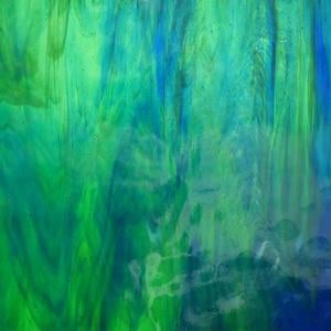 Wissmach Mystic Green with Dark Blue and White Wispy, Wispy and Streaky