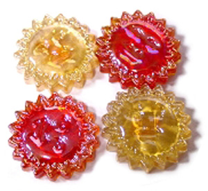 Festive Glass Sun Faces, Nuggets & Gems
