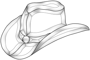 Cowboy Hat Bevel Cluster, Assorted Objects
