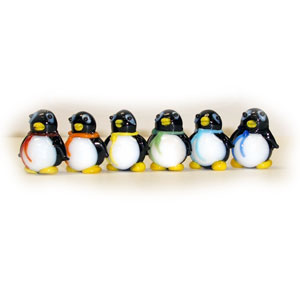 Glass 3-D Penguins, Mosaic Tesserae Sale