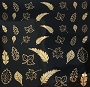 Glass Accents Leaves Gold Decal