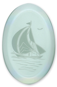 Sailboat Engraved Bevel, Clear Oval Bevels
