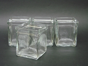 Square Glass Votive Shelters - 4 pack, Glass