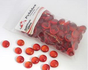 System 96 Glass Pebbles - Red Striker, Glass Pebbles - 96 COE