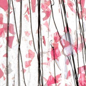 Bullseye Fracture Streamer Deep Pink, Light Pink and White with Black on Clear - 90 Coe, Fracture Streamers