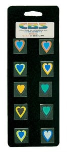 10 Medium Technicolor Dichroic Hearts - 96 Coe, Packs