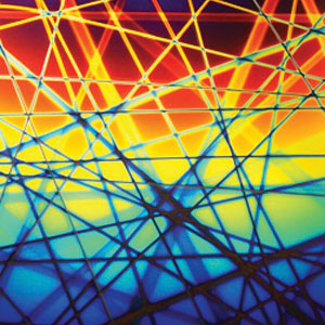 4 x 4 DICHROIC RAINBOW PIXIE STIX ON THIN BLACK - 96 COE, CBS 4x4 Patterned Glass