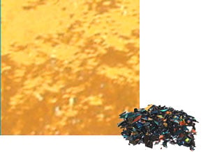 2 oz Cyan / Copper Dichroic Frit on Black, Dichroic Frit