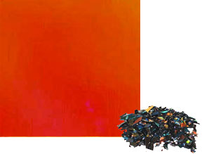 2 oz Cyan / Dark Red Dichroic Frit on Black, Special Order Dichroic Frit