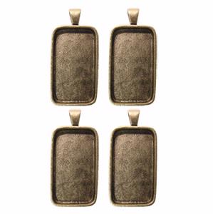 1-1/2 x 3/4 Rectangle Gold Plated Deep Pendant Plates - 4 Pack, Necklaces, Pendants, Bails