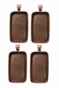 1-1/2 x 3/4 Rectangle Copper Plated Deep Pendant Plates - 4 Pack