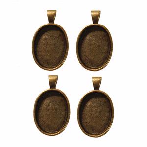 1 x 3/4 Oval Copper Plated Deep Pendant Plates - 4 Pack