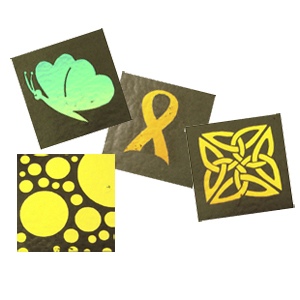 12 Medley Etched Dichroic Designs on Thin Black - 90 COE, Dichroic Assortments