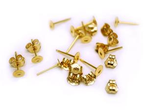12 K Yellow Gold Filled Earring Posts - 6 Pair