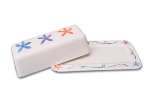 2-1/2 x 8 Bisque Butter Dish, Bisque Ware