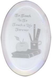 Teacher Verse Engraved Bevel, Clear Oval Bevels