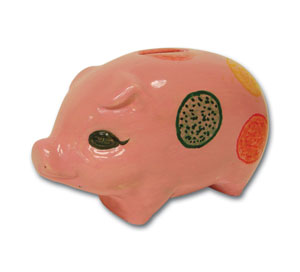 6 x 3-1/2 Bisque Piggybank, Bisque Ware