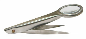 4-1/4 Magnifier with Tweezers, Enamel Tools