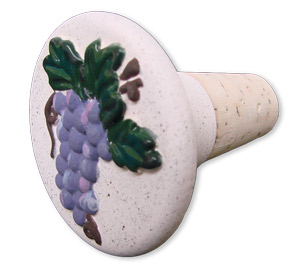 2 Bisque Grape Wine Stopper, Bisque Ware
