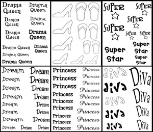 Line Art Girl Power - 6 Pack, Fusing Embellishments Clearance