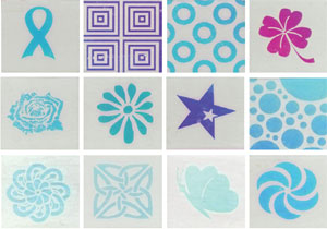 12 Medley Etched Dichroic Designs on Thin Clear - 96 COE, Dichroic Assortments