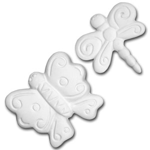 Bisque Embellishment Dragonflies and Butterflies - 12 Pack, Bisque Add-ditions