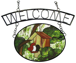 Wrought Iron Welcome Panel Hanger, Wrought Iron Display Pieces