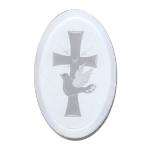 Dove With Cross Engraved Bevel, Special Order Bird Bevels