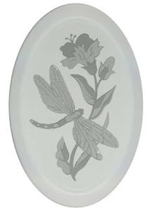 Economy Bevel - Etched Dragonfly, Clear Oval Bevels