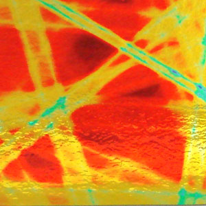Dichroic Candy Apple Red Pixie Stix On Thin Clear - 4 x 4, CBS 4x4 Patterns