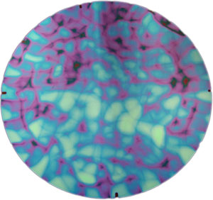 System 96 Dichroic Red / Silver Blue Aurora Borealis On Thin Black - 1/4 Sheet, CBS 1/4 Patterned Glass