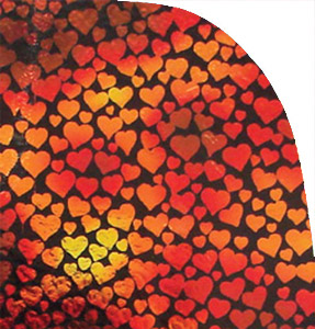 Dichroic Hearts On Thin Clear - 1/4 Sheet, 1/4 Sheet Decal Pattern