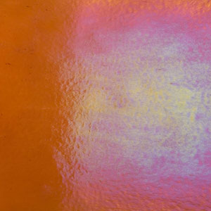 Bullseye Sunset Coral Rainbow Iridized Double Rolled Stained Glass