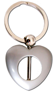 Silver Bead Heart Key Chain