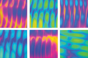 96 COE Dichromagic Freaky Tie Dye Sampler On Thin Black, Fusible Glass