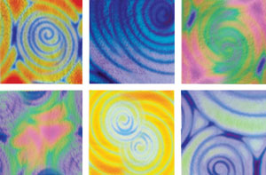 DichroMagic Far Out Tie Dye Sampler on Thin Black, ATF 4x4 Patterns