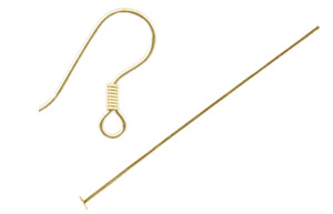 Gold Earwires And Head Pins - 6 Pairs