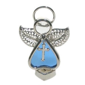 Blue Mini Cross Angel Figurine