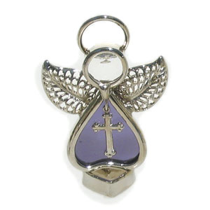 Purple Mini Cross Angel Figurine