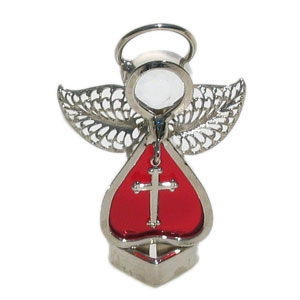 Red Mini Cross Angel Figurine